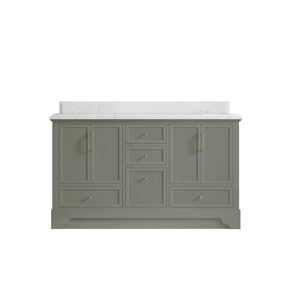 Willow Collections Alys 60 in. W x 22 in. D x 36 in. H Double Sink Bath Vanity in Evergreen with 1.5 in. Empira Quartz Top