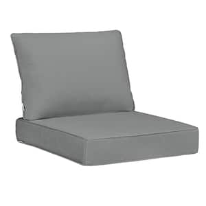 22.5in.x24.5in. 19in.x22.5in. 2-Piece Deep Seat Rectangle Outdoor Lounge Chair Cushion/Throw Pillow Set in Grey