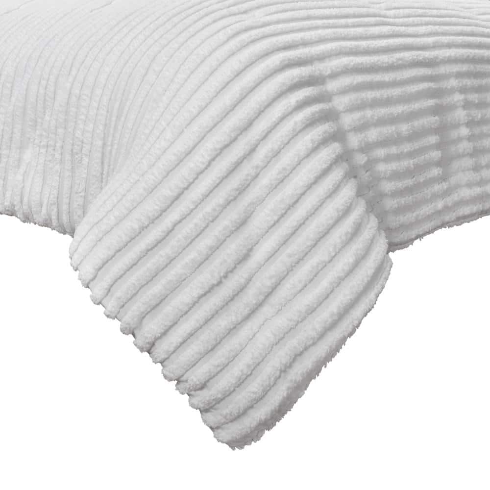 White Tufted Stripe Queen Comforter Set with Shams