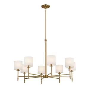 Ali 38.75 in. 8-Light Brushed Natural Brass Traditional Shaded Circle Chandelier for Dining Room