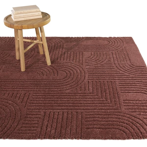 Hazen Wine 5 ft. x 7 ft. Stripe Area Rug