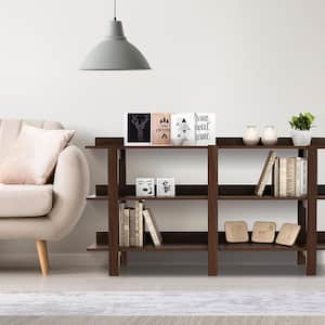 59 in. Brown 33 in. Rectangle Wood 3 Tier Console Table with Storage Wooden Sofa Entryway Table