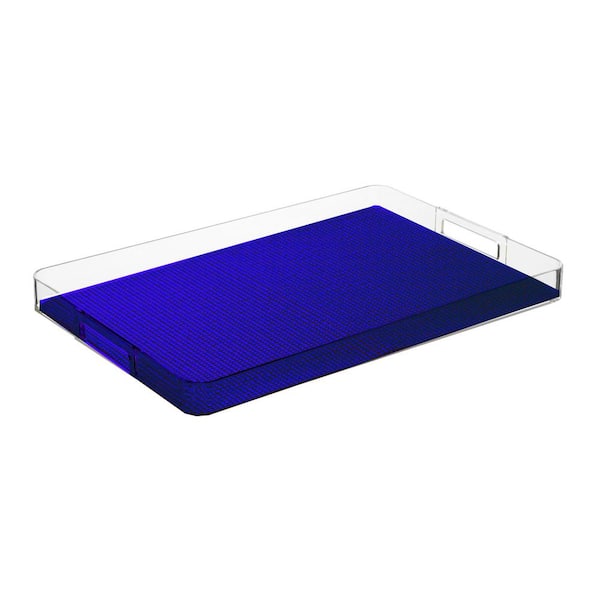 Rectangle Acrylic Tray with Raised Rims and Wood Handles
