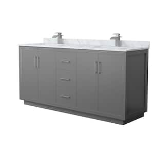 Icon 72 in. W x 22 in. D x 35 in. H Double Bath Vanity in Dark Gray with White Carrara Marble Top