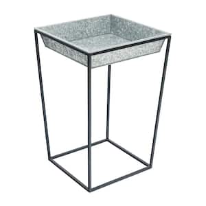 22 in. Tall Black Powder Coat Steel Large Indoor/Outdoor Arne Plant Stand with Galvanized Tray