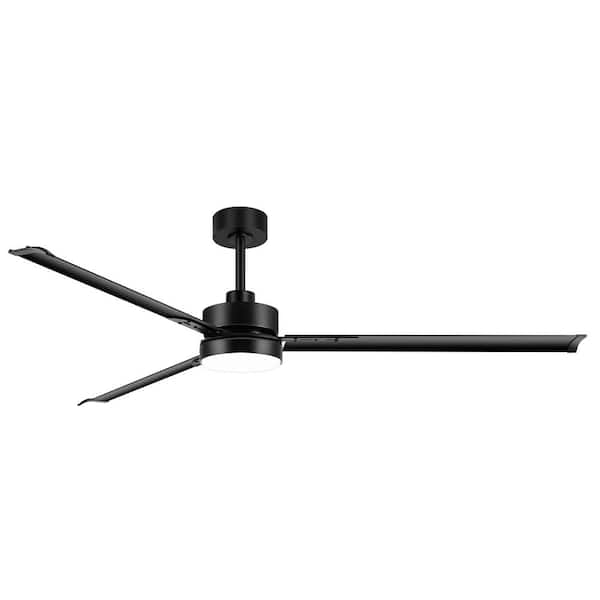Cecil 72 in. (6 ft.) Indoor Aluminum-Blade Black Industrial Ceiling Fan with Integrated LED and Remote Control