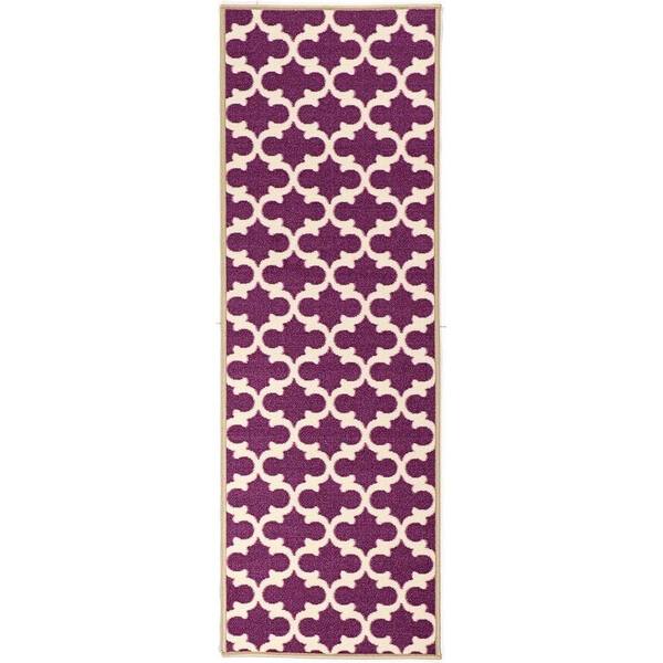 Fancy Moroccan Trellis Non-Slip Runner Rug Rubber Backed (22 x 15