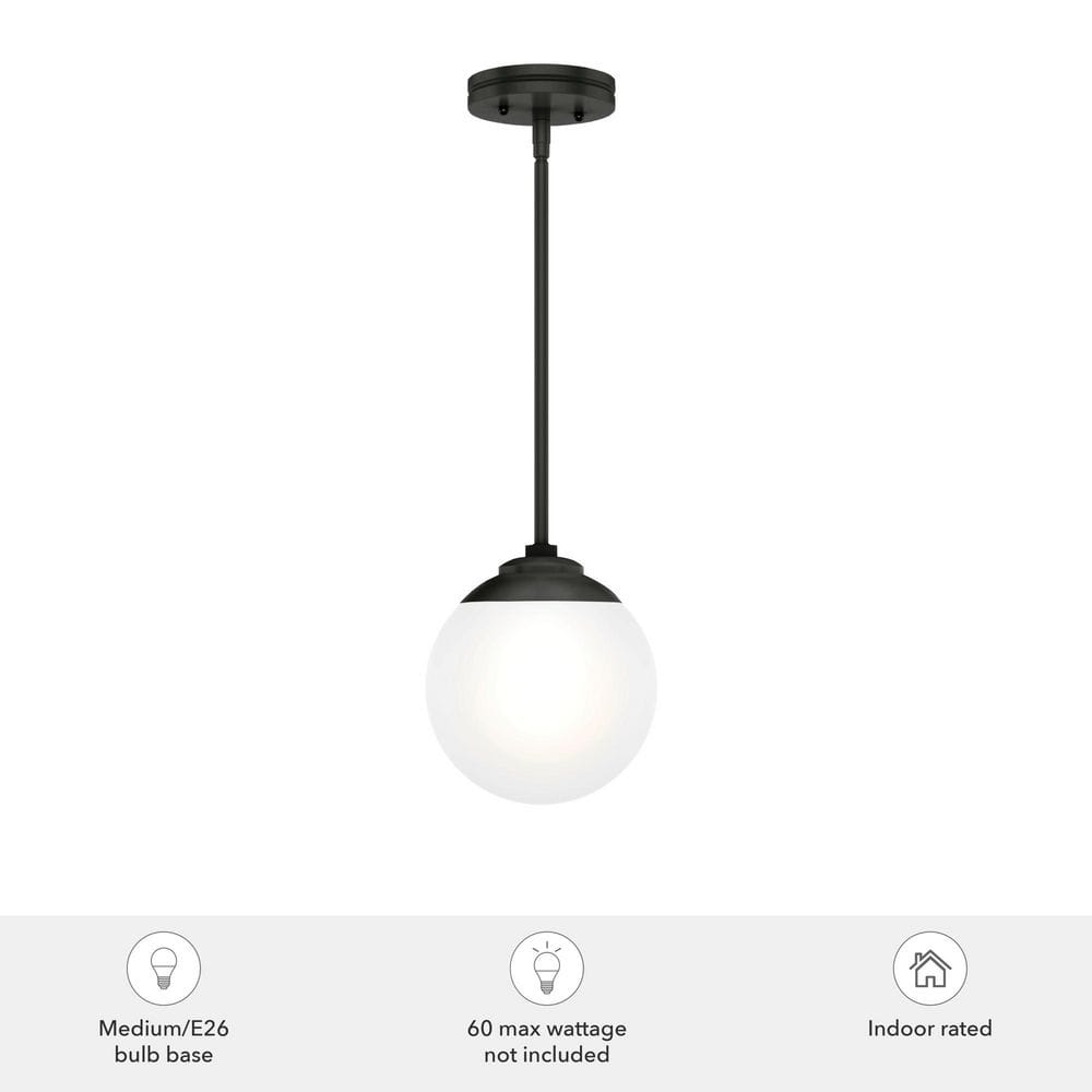 Matte Black and White Glass Globe Mini Pendant Light