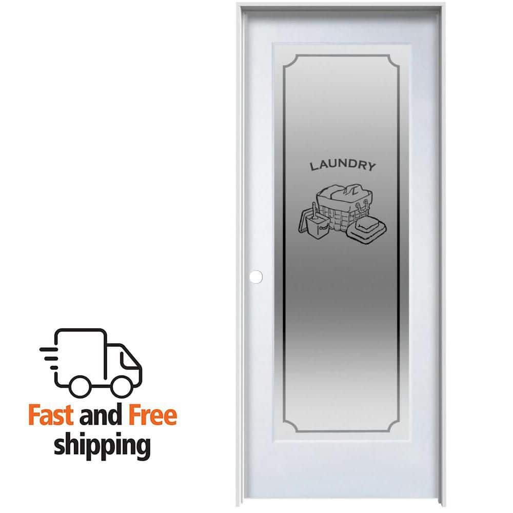 MMI DOOR Laundry 32 in. x 80 in. Right Hand Full Lite Frosted