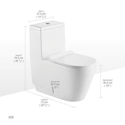 All-in-One Toilet Elongated One-Piece Dual Flush 1.28 GPF/0.88 GPF High Efficiency Skirted Toilet in White