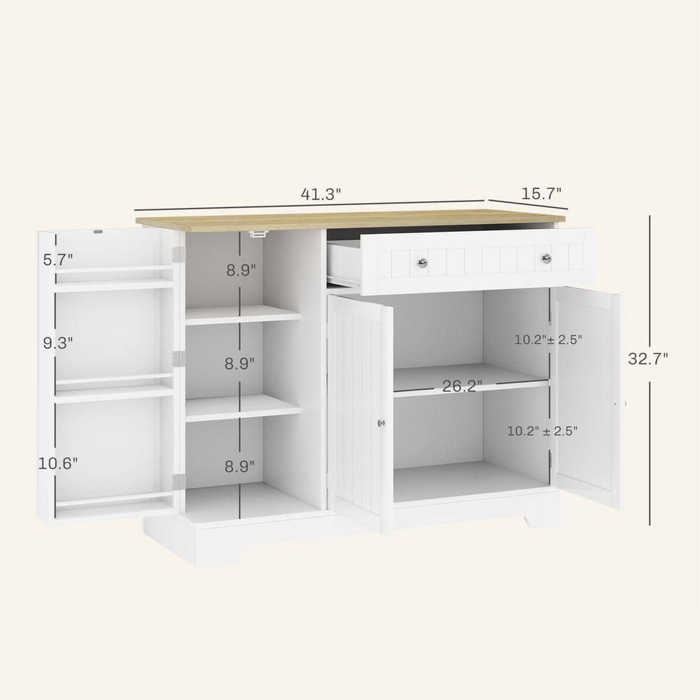 Measurement diagram of the white sideboard buffet storage cabinet.