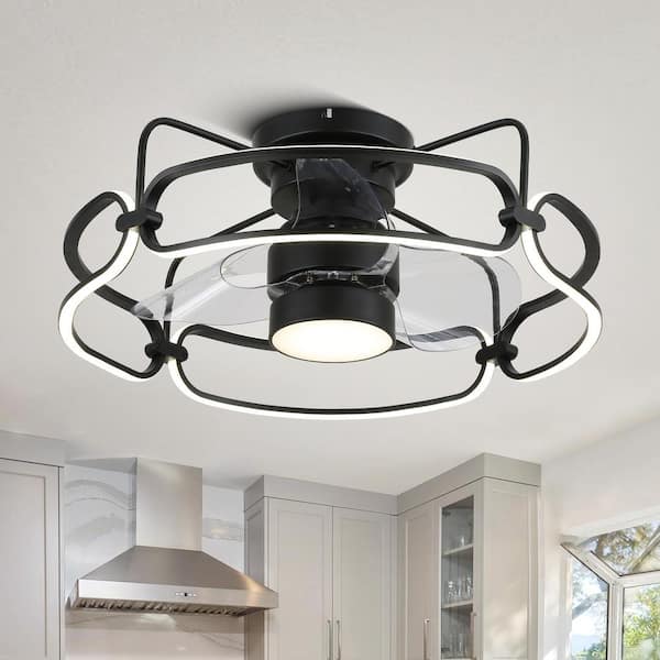Bella Depot 22 in. Smart Indoor Black Low Profile Standard Ceiling Fan with Integrated LED