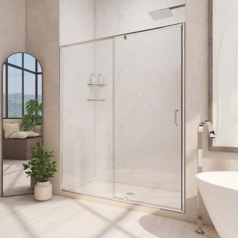 Flex 36" x 74.75" Chrome Frameless Pivot Shower Kit