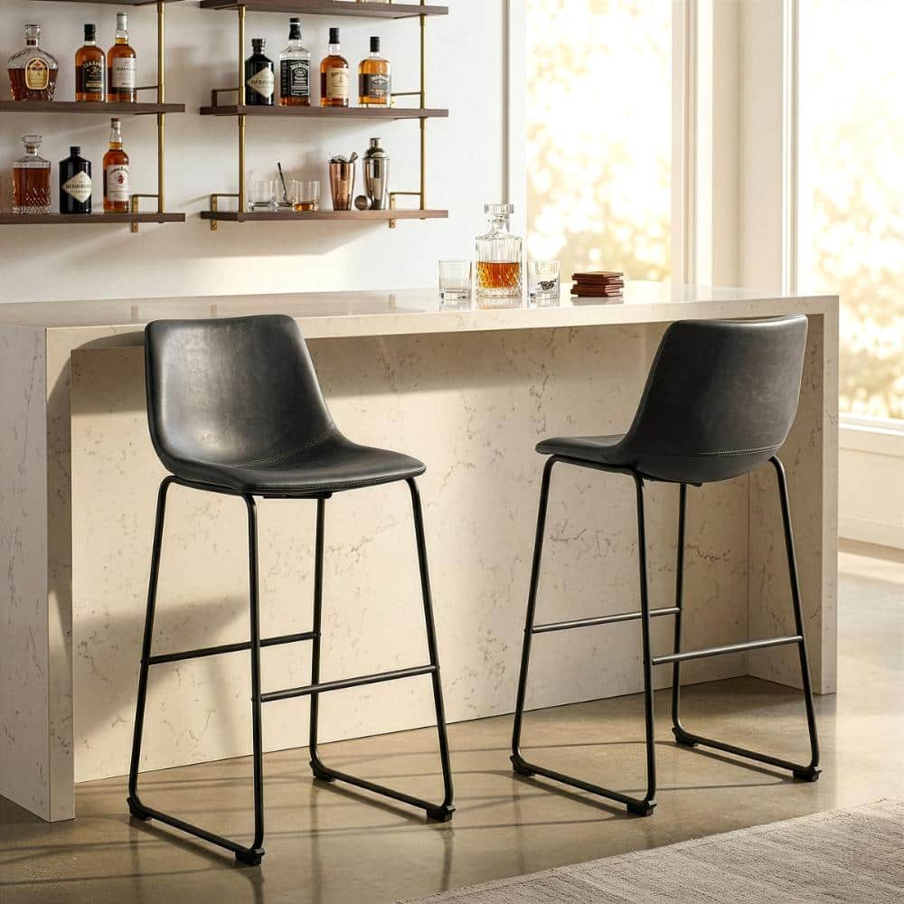 一脚 特注 IDEE IRON STOOL レザー レザー アイアン 椅子 Glamour Home 28.5 in. Vintage Grey Adan Iron Frame Faux Leather