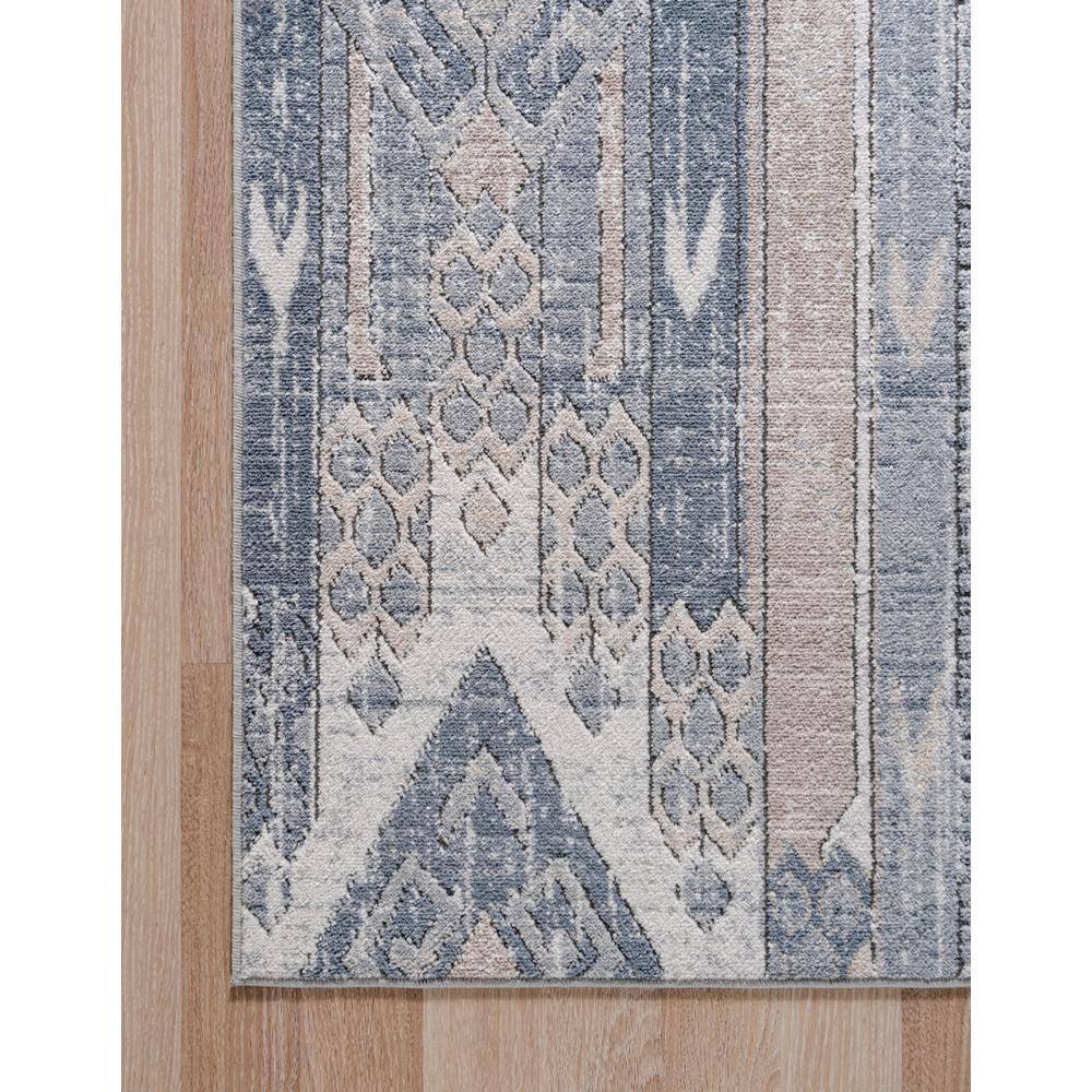 Navy Blue Geometric Indoor Runner Rug with Easy Care and Stain Resistance
