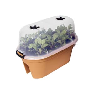 22 in. Terracotta Plastic Oval Planter with Cover