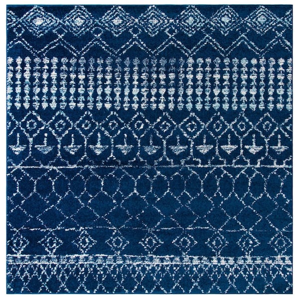 Tulum Navy/Ivory 7 ft. x 7 ft. Square Moroccan Area Rug