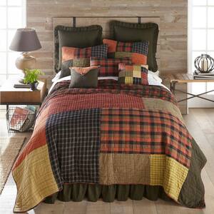 Woodland Square Red Cotton King Quilt Set