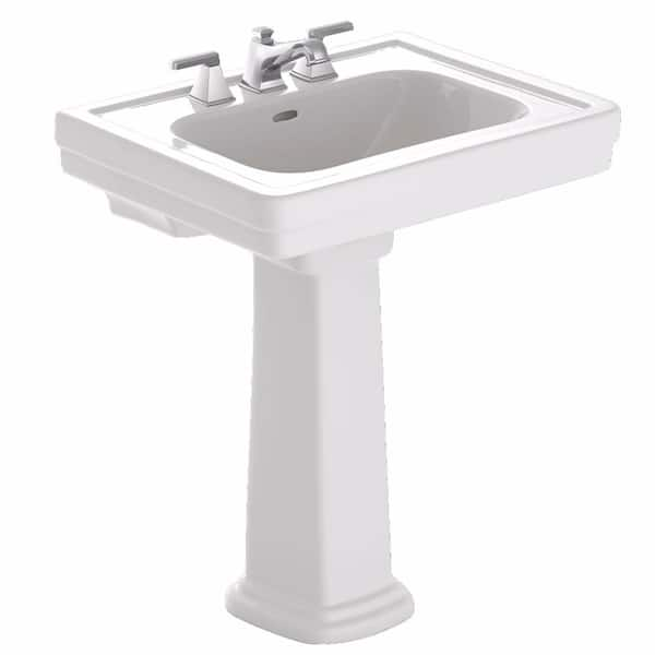 TOTO Promenade 24 in. Pedestal Combo Bathroom Sink with 8 in. Faucet Holes in Cotton White