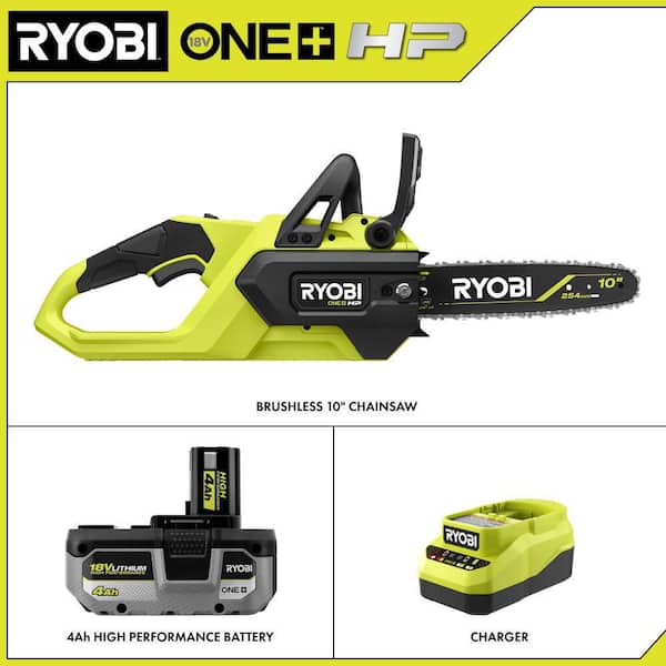 RYOBI ONE+ HP 18V Brushless 10 in. Cordless Battery Chainsaw with