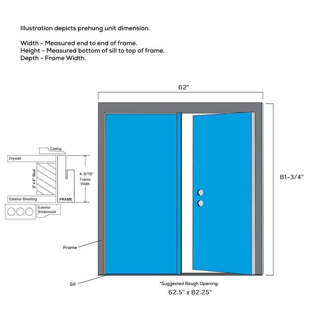 White Primed Steel Double Door with Clear Glass Panels