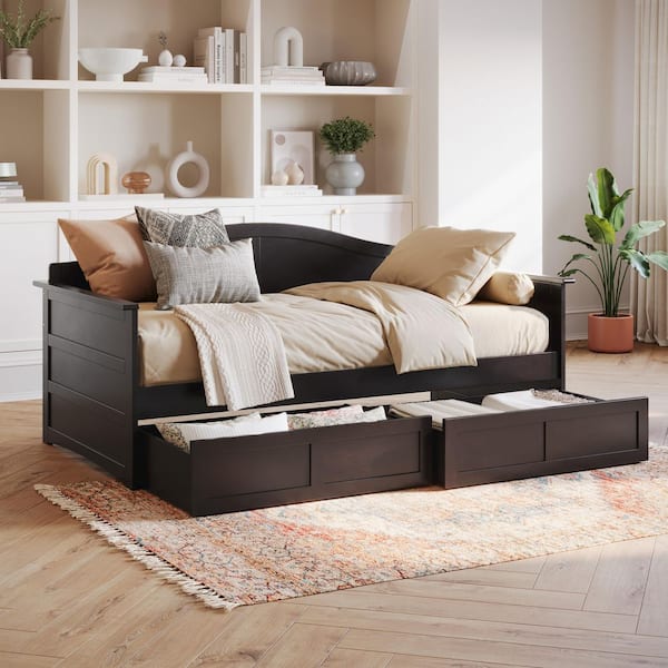 AFI Acadia Espresso Twin Solid Wood Daybed with Set of 2-Bed Drawers