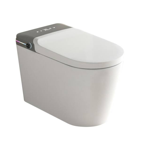 Smart Bidet Toilet with Remote Control and Deodorizing Almond Seat - 1.28 GPF, White