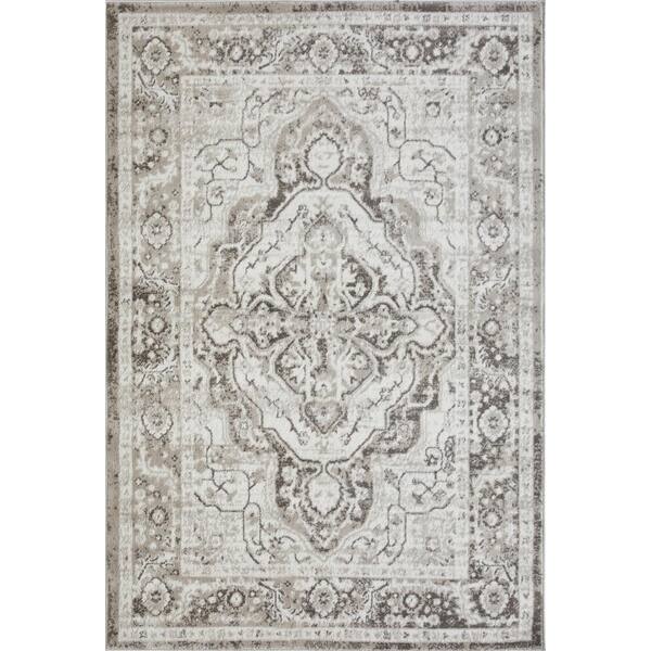 LOOMAKNOTI Rhane Valok Gray 4 ft. x 6 ft. Oriental Polypropylene Area Rug