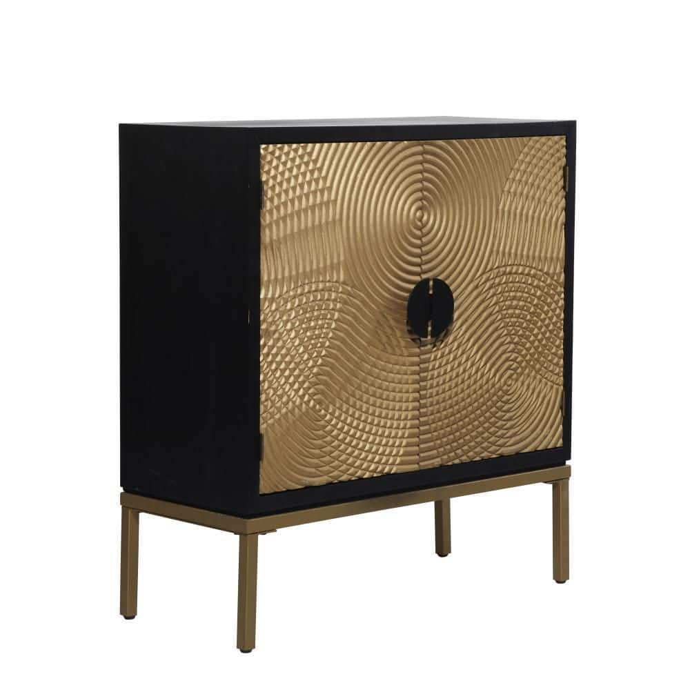 Black and Bronze Ripple Design 2-Door Cabinet