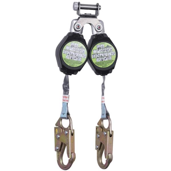 PeakWorks Leading Edge 6 ft. Self Retracting Lifeline with 1 in. (25 mm) Webbing Aluminum Housing Type 2 Twin Leg - Snap Hook