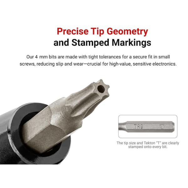 Techno Link TL-7000 テクトロッド 4枚入り４袋セット TEKTON 4 mm Hex/Triple Square Bit Set with Rail, 12-Piece (0.028-5