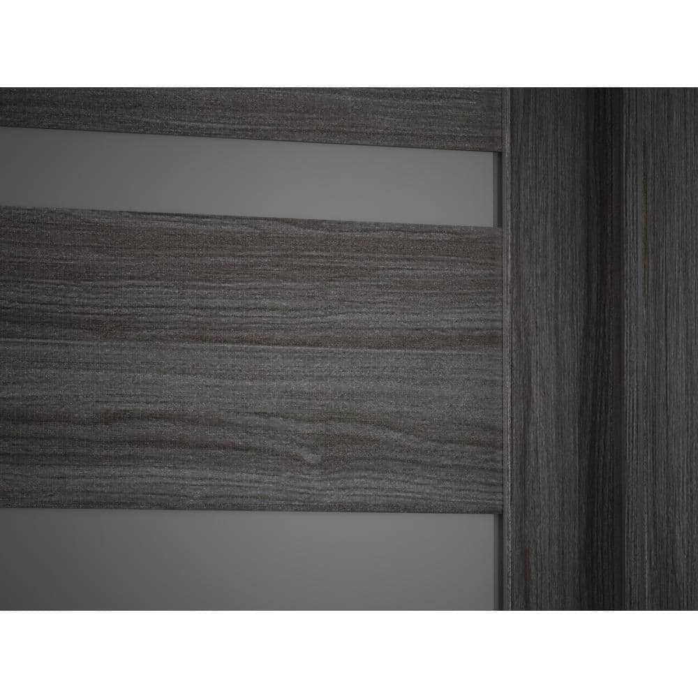 Gray Oak Frosted Glass Solid Core Interior Door Slab