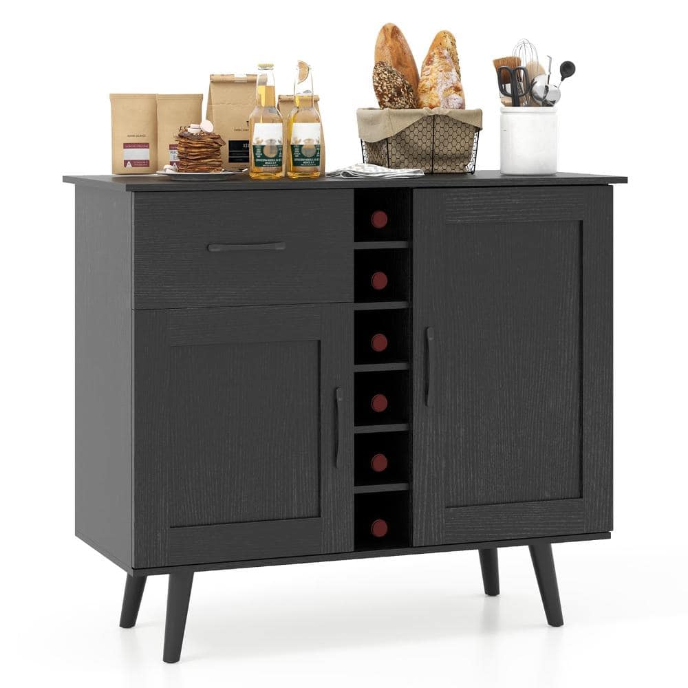 Wine Bar Buffet Cabinet with Wine Rack, Storage Sideboard for Dining Room or Kitchen price history on PriceWatchPro