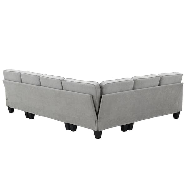 Magic Home 161 in. Flared Arm 1-Piece Linen U-Shaped Sectional Sofa in Light  Gray MH-W223S00244 - The Home Depot