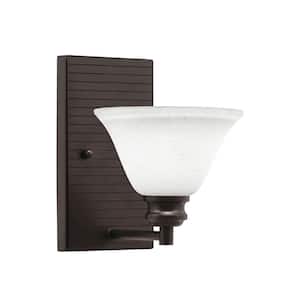 Albany 1-Light Espresso Wall Sconce 7 in. White Muslin Glass