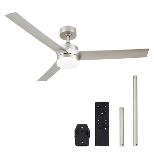 Merra 52 in. Indoor Nickel 6-Speed Standard Ceiling Fan with 3000K/4500K/6500K Adjustable White LED Light with Remote Control