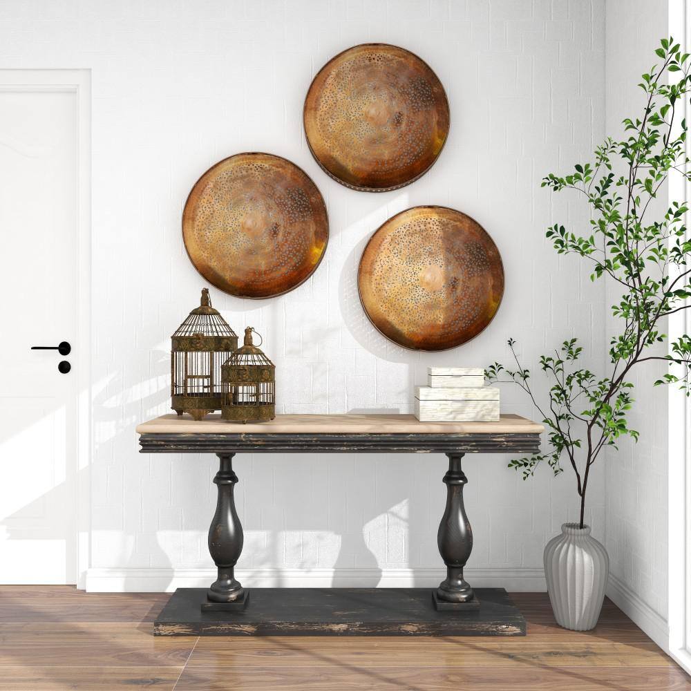 Bronze Antique Carved Metal Birdcage Set, 2 Pieces