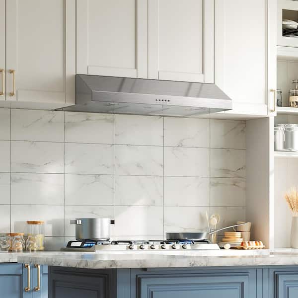 36 in. 600 CFM Ducted Under Cabinet Range Hood with Lights in Stainless Steel