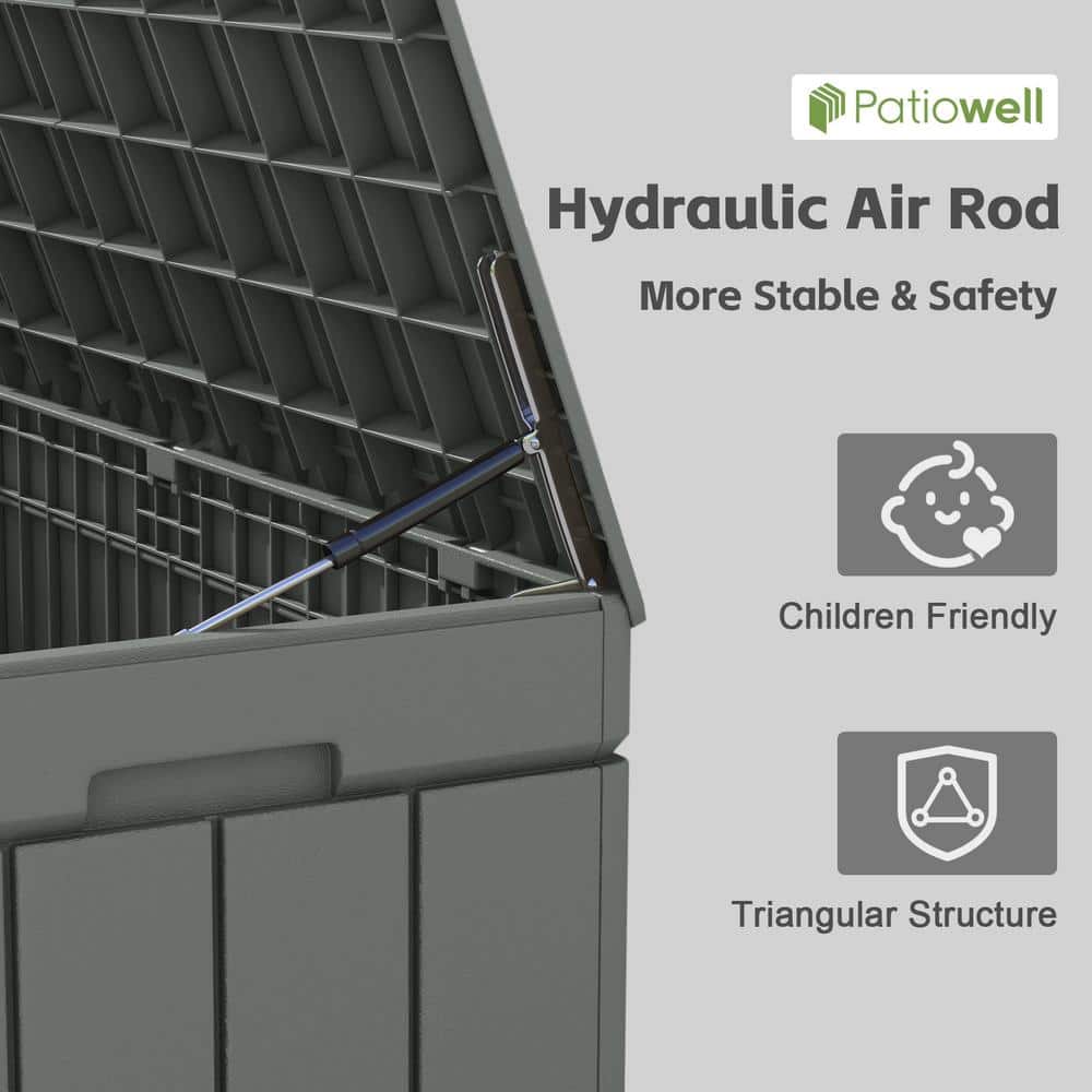 Gray 90 Gallon Lockable Plastic Deck Storage Box