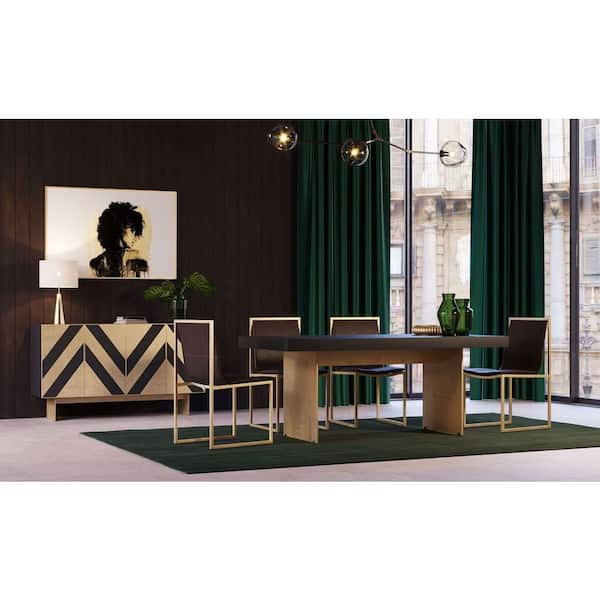 Perret Glam Black Ash Veneer Wood 63 in. Buffet