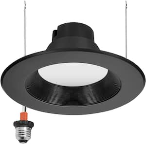 5 in. and 6 in. 5 CCT Retrofit Recessed LED Downlight, Black Trim, 1100 Lumens, Color Selectable 2700K to 5000K