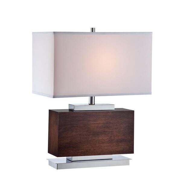 Illumine 23 in. White Table Lamp with White Fabric Shade