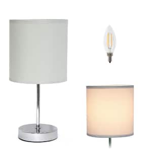 11.81 in. Slate Gray Mini Table Lamp for Living Room with Feit LED Bulb Included
