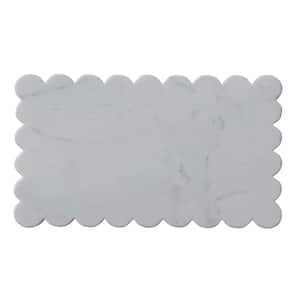 14 in. White Marble Cheese Board with Scalloped Edge