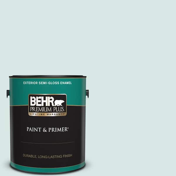 BEHR PREMIUM PLUS 1 gal. #500E-2 Aqua Breeze Semi-Gloss Enamel Exterior Paint & Primer