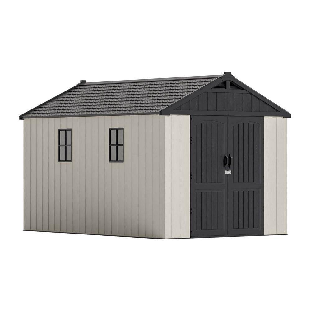 Patiowell 8 ft. W x 12 ft. D Resin Plastic Outdoor Storage Shed with ...