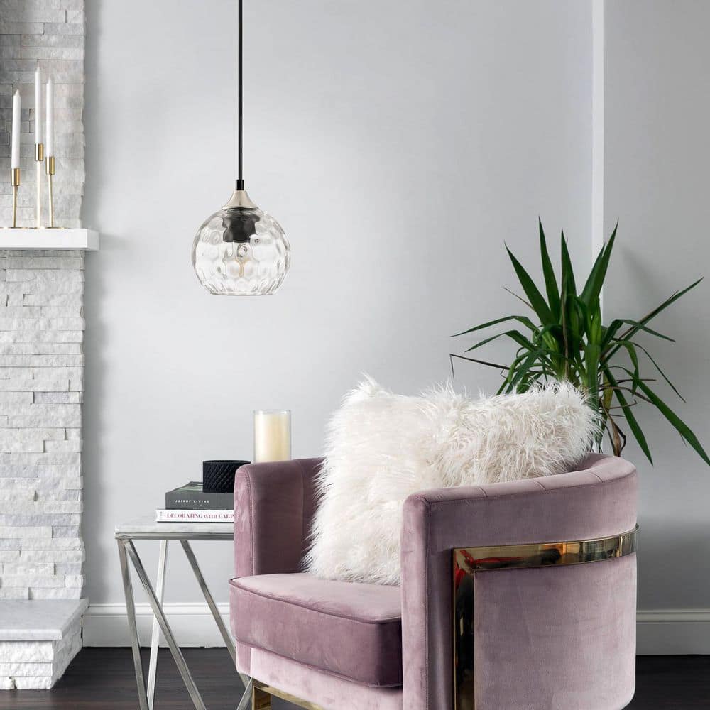 Vintage Brass 1-Light Tulip-Shaped Clear Glass Pendant Light Easy-Fit for Bedroom Bar Dining Room price history on PriceWatchPro