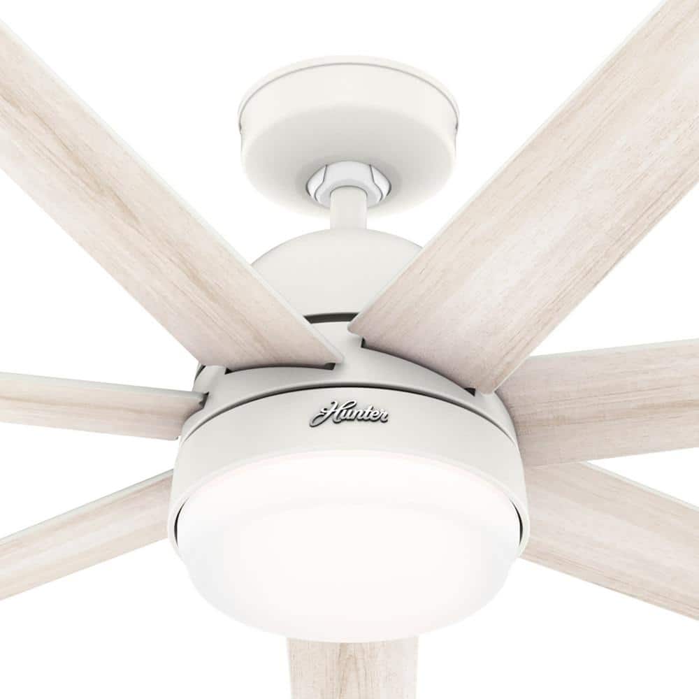 60" Matte White Smart Ceiling Fan with LED Light and Remote
