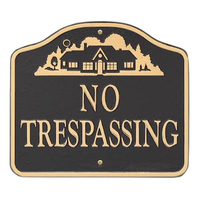No Trespassing Sign, Cast Aluminum - Wall or Lawn Mounting
