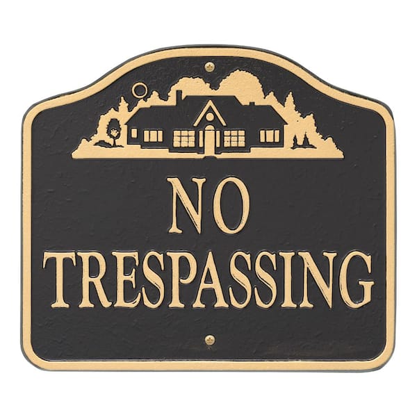 Unbranded No Trespassing Sign, Cast Aluminum - Wall or Lawn Mounting